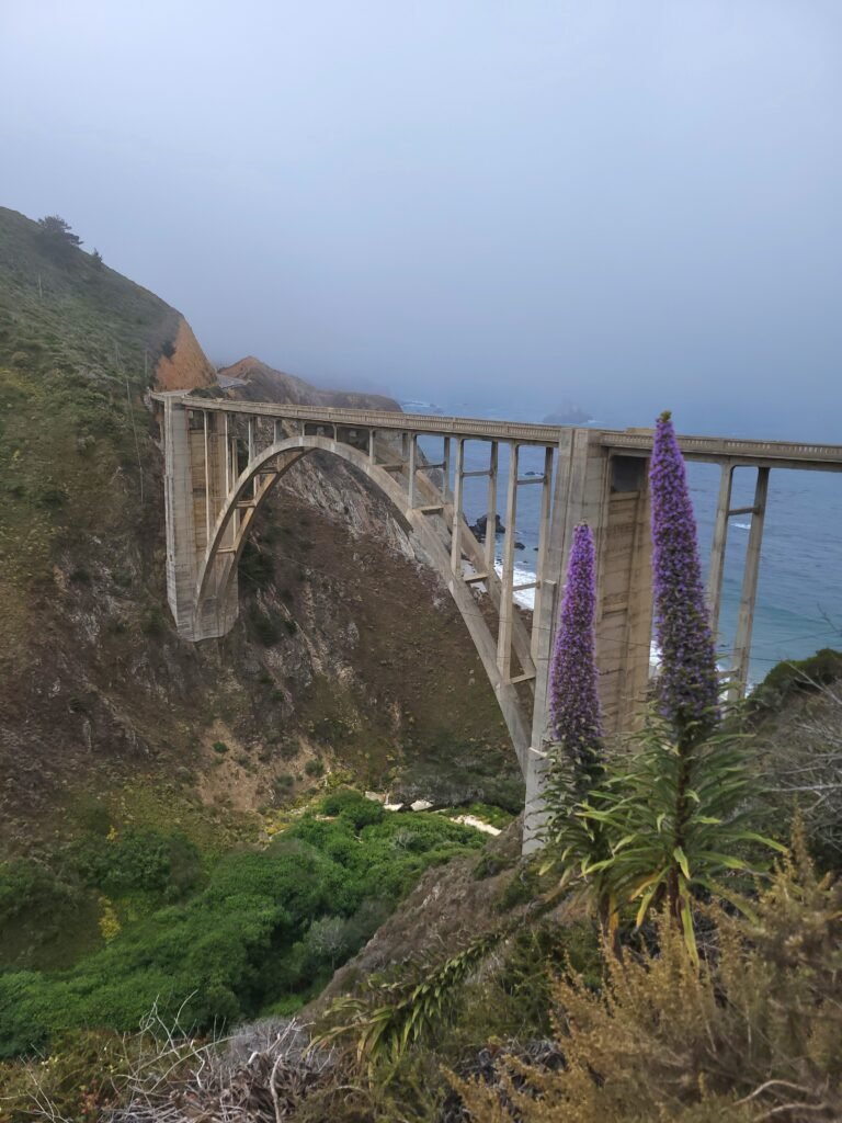 Bixby Creek Bridge on Highway 1 in Big Sur in coastal fog