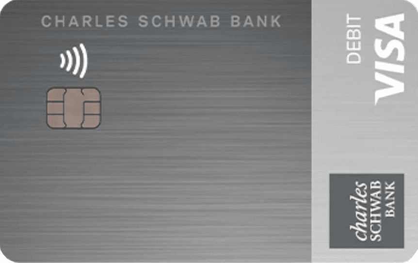 Schwab Bank Visa debit card in gunmetal gray and silver